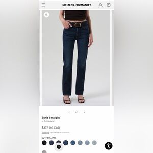 Citizens of Humanity Zurie Straight Jeans In Sutherland Size 29